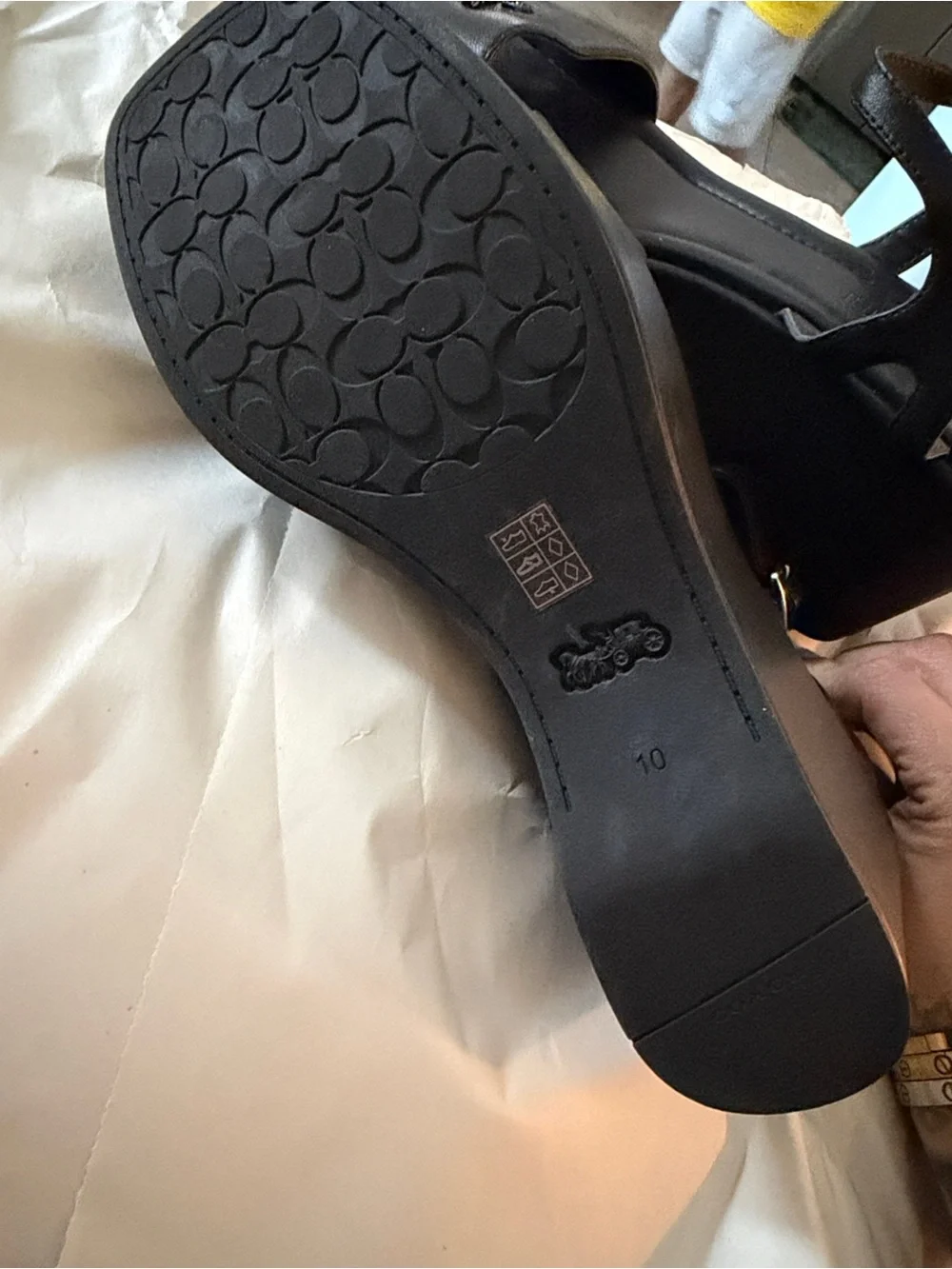Coach Black Leather Platform Slingback Sandals